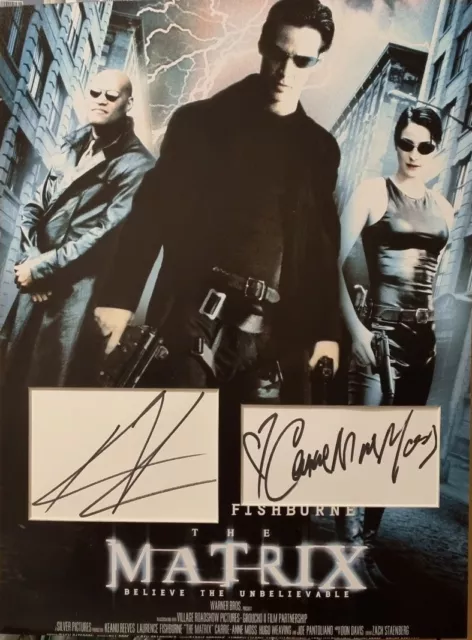 KEANU REEVES & CARRIE-ANN MOSS Signed 16X12 Photo Display THE MATRIX COA