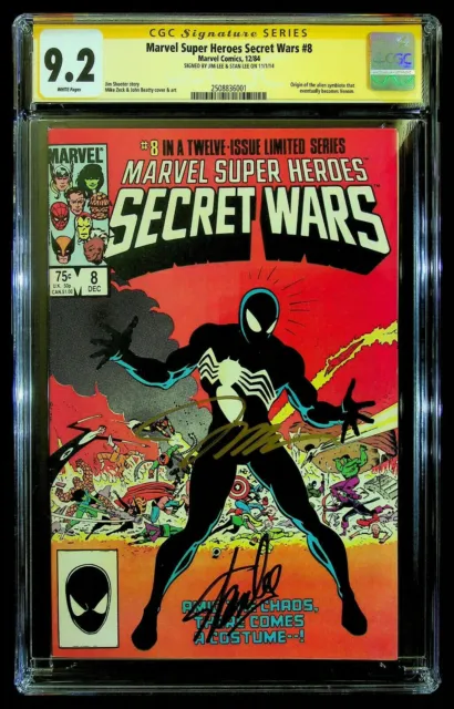 🔥 Super Heroes Secret Wars 8 SIGNED By Stan Lee and Jim Lee CGC 9.2 Marvel 1984