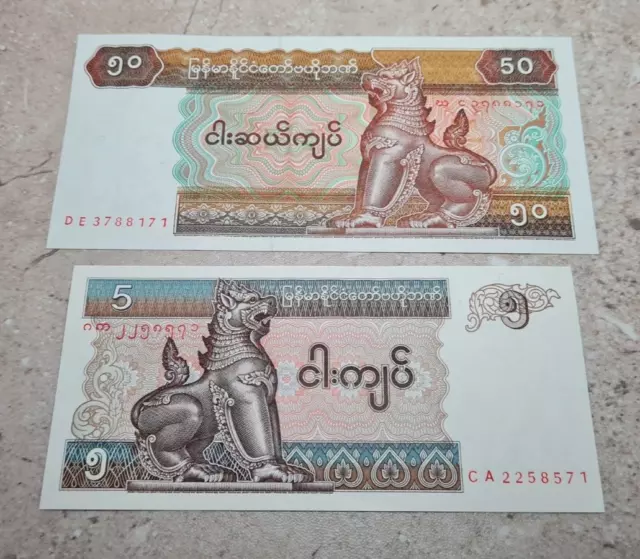 4 Billet De Birmanie 50 Pyas - 1 Kyats - 5 Pyats - 50 Kyats