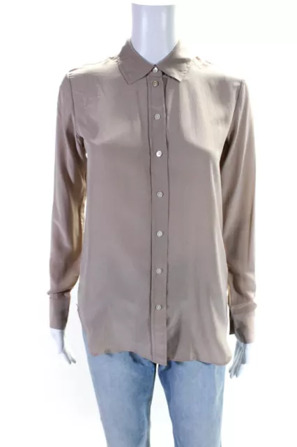 Everlane Womens The Silk Relaxed Shirt Longsleeve Brown Size 0