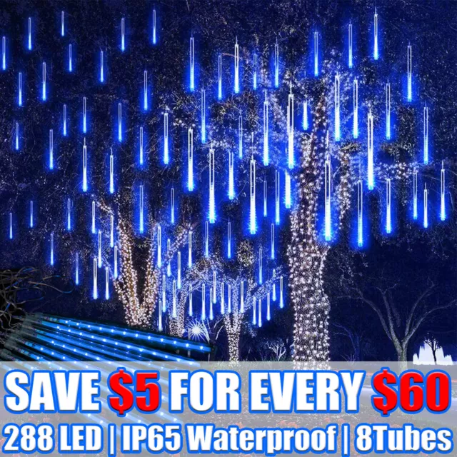288 LED Solar Lights Meteor Shower Rain Tree String Light Outdoor Garden Party