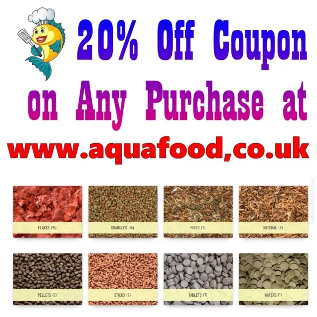 20% Off Coupon on Any Purchase at www.aquafood.co.uk - Foods for Fish