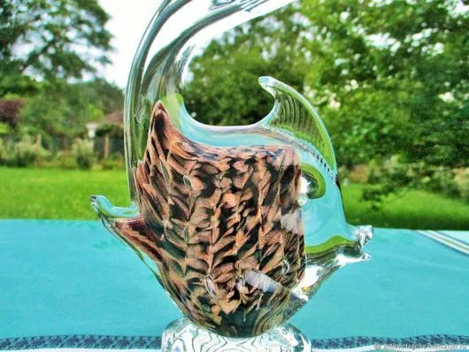 Figurine ancienne Poisson  fait main verre Antique fish figurine handmade glass