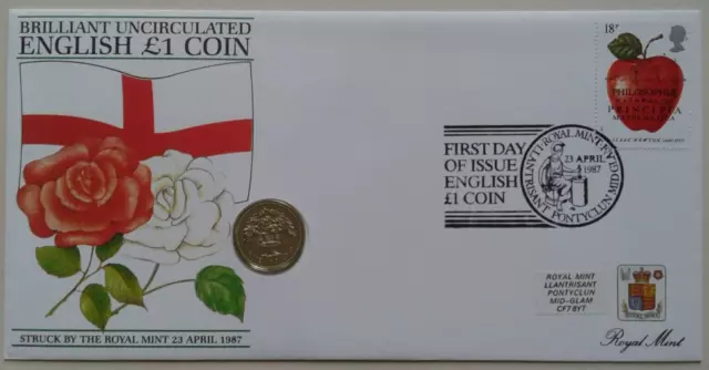 1987 GB FDC Brilliant Uncirculated English £1 Coin