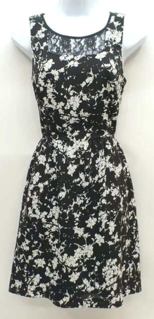 Kensie Black Sleeveless Floral Print Lace Dress Women's Small, Medium