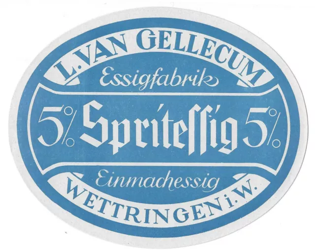 Etikett Spritessig L. van Gellecum Wettringen