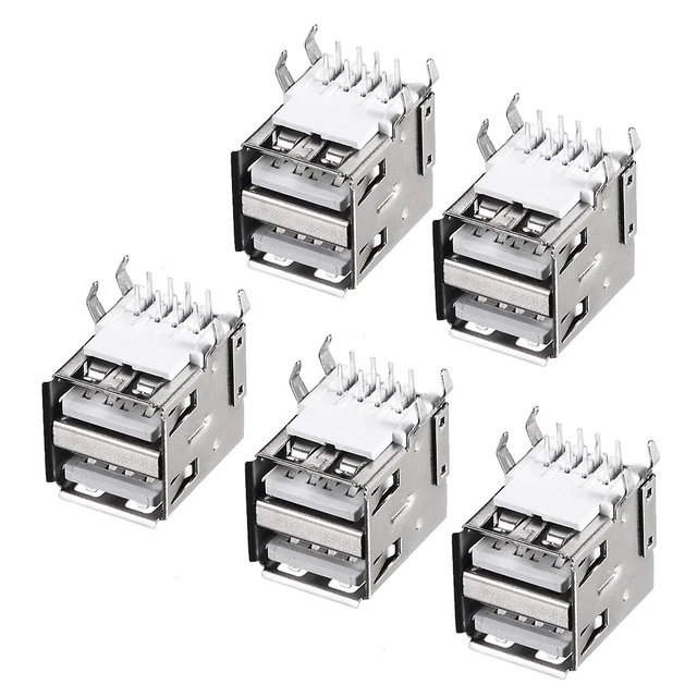Circuito connettore USB doppia porta Jack femmina 8 pin orizzontale 90 grado 5pz
