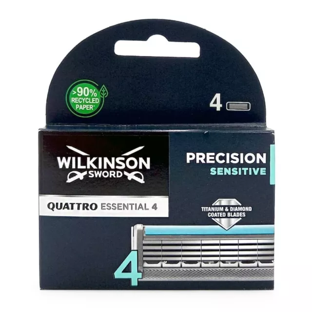 Wilkinson Quattro Essential 4 lame da rasoio sensibili alla precisione, confezione da 4