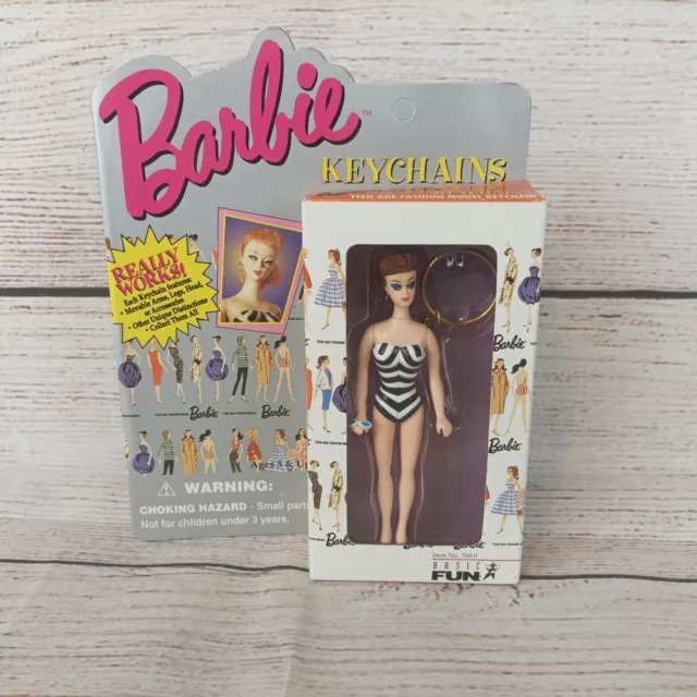 Vintage Barbie Keychain Blonde Hair Black and White Swimsuit Basic Fun New 1995