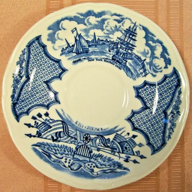 Vintage Alfred Meakin Fair Winds Blue & White Saucers Staffordshire England 5.5"