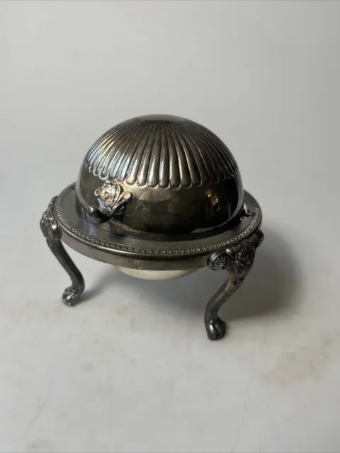 Vintage 1883 F.B. Rogers Silver Co. 273 Dome Roll Top Caviar Butter/Dish Server