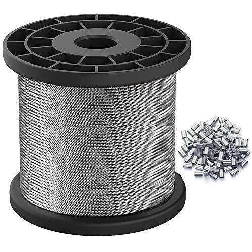Wire Rope 1/16 Wire Rope Stainless Steel 304 Wire Cable 328FT Length Aircraft...