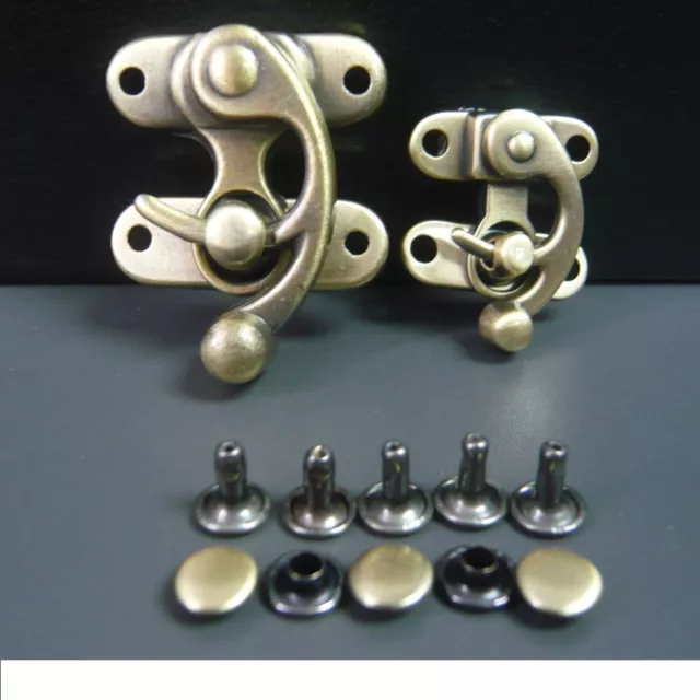 Brush Brass Swing Hook Buckle Clasps Hasp with Pivoting Latch Box Leather Carft
