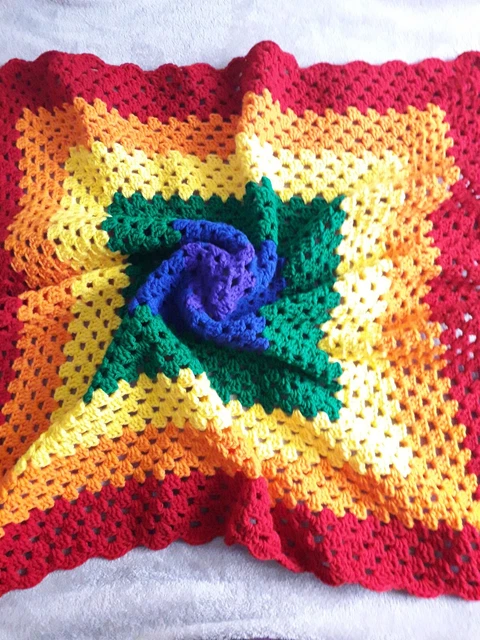 Pride Rainbow Blanket. Hand Crocheted.  Baby Cot/Lap/Throw.  Gift idea.