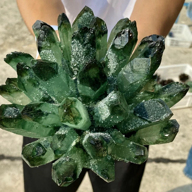 4.6LB New Find Green Phantom Quartz Crystal Cluster Mineral Specimen Healing 6