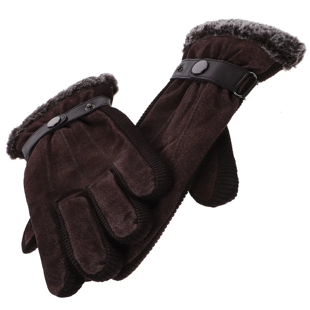 Gants en cuir d'hiver pour hommes Gants épais en laine polaire chaud et
