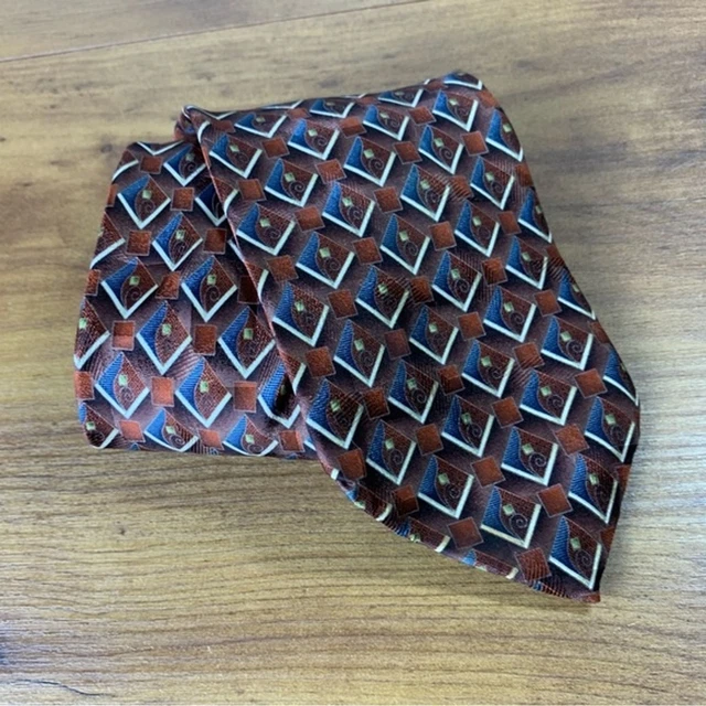 Jos. A. Bank Made in Italy Necktie Tie Brown Blue Silk