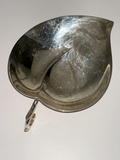 Vintage Silver Leaf Heart Shaped Nut,Trinket Footed Dish