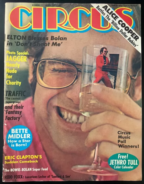 CIRCUS MAGAZINE April 1973 - Jethro Tull Poster. Elton John, Bowie, Bolan etc.