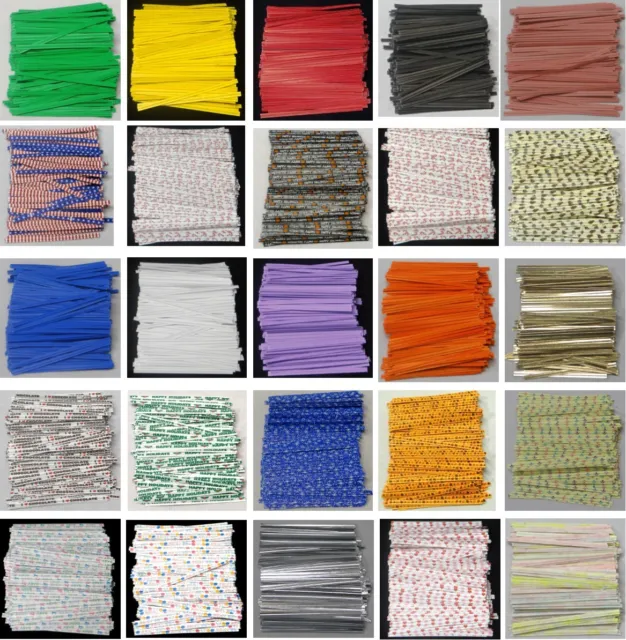 4" Paper Twist Ties Candles Favors Plastic Cello Bags assorted colors 2000 ct.