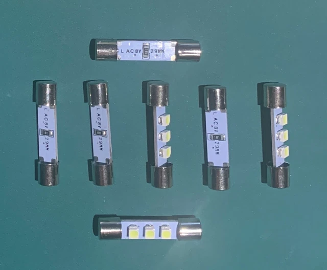 7x Cool White 8V 29mm LED Fuse Lamp Light Bulb :: Sansui Marantz Pioneer Kenwood