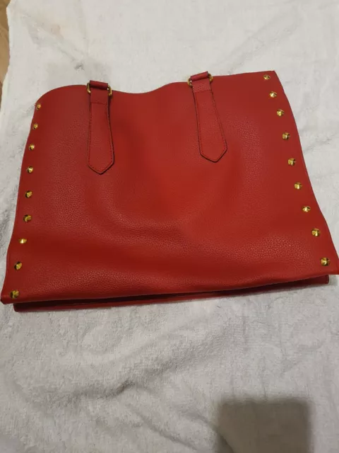 Women Red Leather Medium Tote Bag.v Light Weight