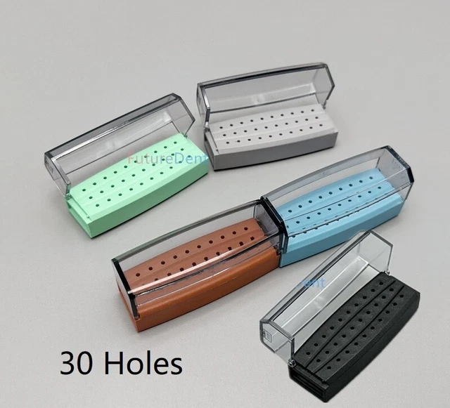 30Holes Dental Disinfection Box Organizer Bur Holder Stand  Drills Sterilization