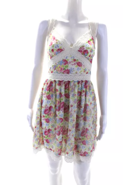 Betsey Johnson Womens Pink Floral Open Back Sleeveless Fit & Flare Dress Size 6