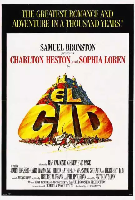 EL CID Movie POSTER 27x40 Charlton Heston Sophia Loren Raf Vallone Hurd Hatfield