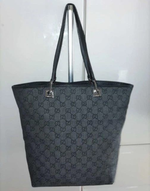 Made In Italy Gucci Tote Bag Gg Canvas Dark Gray A4 Can _32249