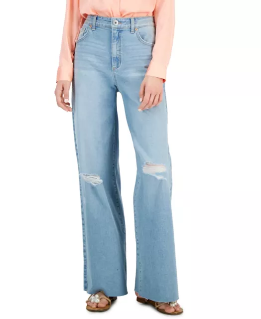 MSRP $70 Inc International Concepts Womens High Rise Wide-Leg Jeans Blue Size 4