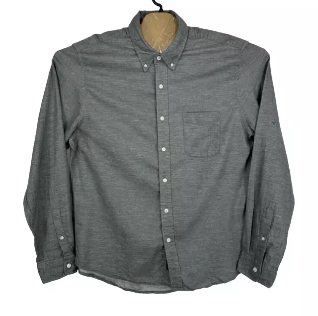 FAHERTY Shirt Herren XL grau langarm Knopfleiste normale Passform Kragen einfarbig