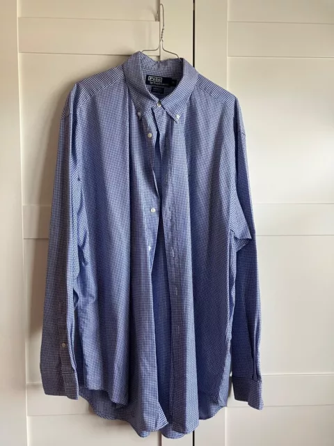 Hemd Polo Ralph Lauren, Weiß/Blau Karo, Langarm, 16 1/2, Yarmouth Cotton, weich!