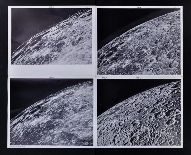 1960 Photographic Moon Map x4 Lunar Surfice Photo Field Biela B8 Surface Craters