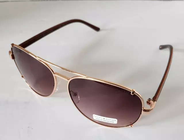 TOMMY HILFIGER AVIATOR Sunglasses Eyewear Silver Frames w Case