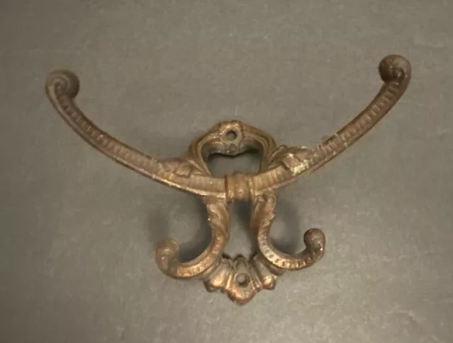 Antique Cast Victorian Double Coat Hook Hall Tree Coat Rack Art Nouveau PAT 1908