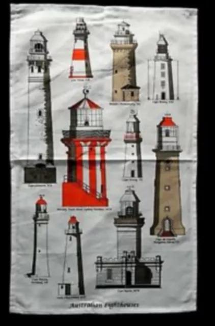 Australia Lighthouse Tea Towel 100% Cotton Blue or White Kitchen Souvenir 2