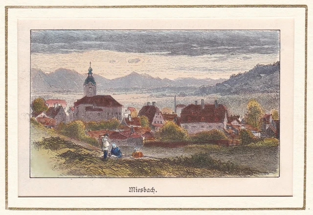 Miesbach Oberbayern Bayern Ansicht Holzstich woodcut 1880