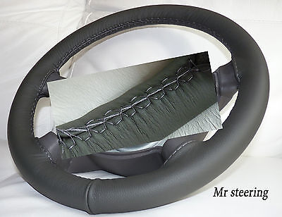 For Fiat Scudo 2007+ Top Quality Dark Grey Italian Leather Steering Wheel Cover