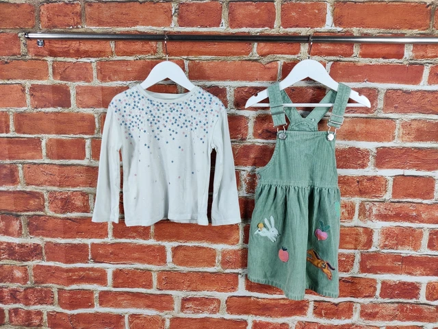 Girls Bundle Age 4-5 Years John Lewis M&S Pinafore Dress Long Sleeve Tee 110Cm