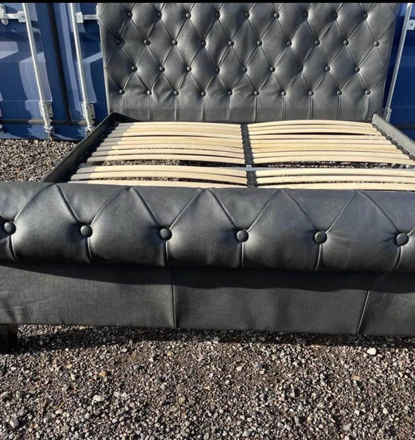 SUPER KING SIZE Black Leather Bed £250.00 PicClick UK