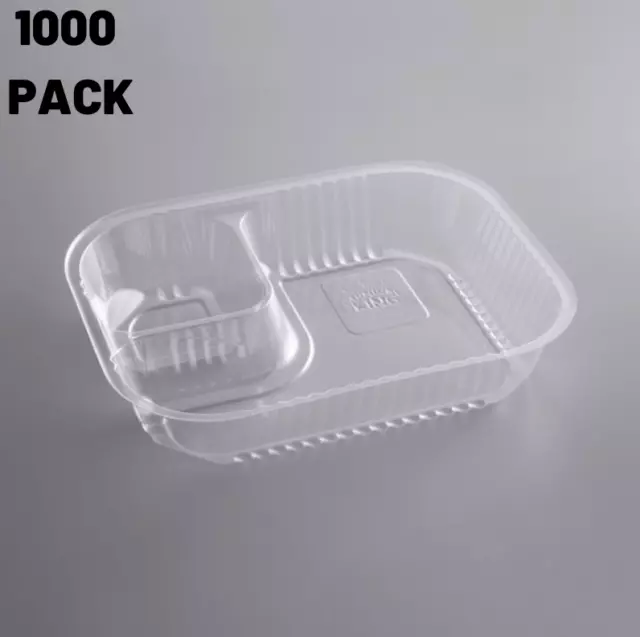 Clear 2 Compartment Plastic Nacho Chips Cheese Chili Fry Tray Basket 1000/Case