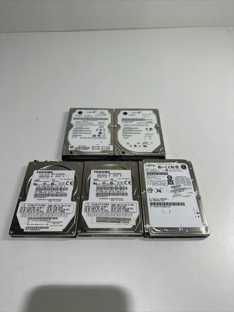 Seagate/Toshiba/Fujitsu Lot of Five 2.5" 100gb Laptop Hard Drives Free Shipping
