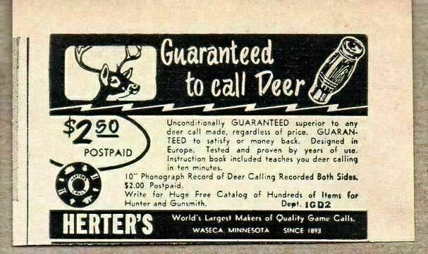 1955 Print Ad Herter's Deer Game Calls Waseca,MN