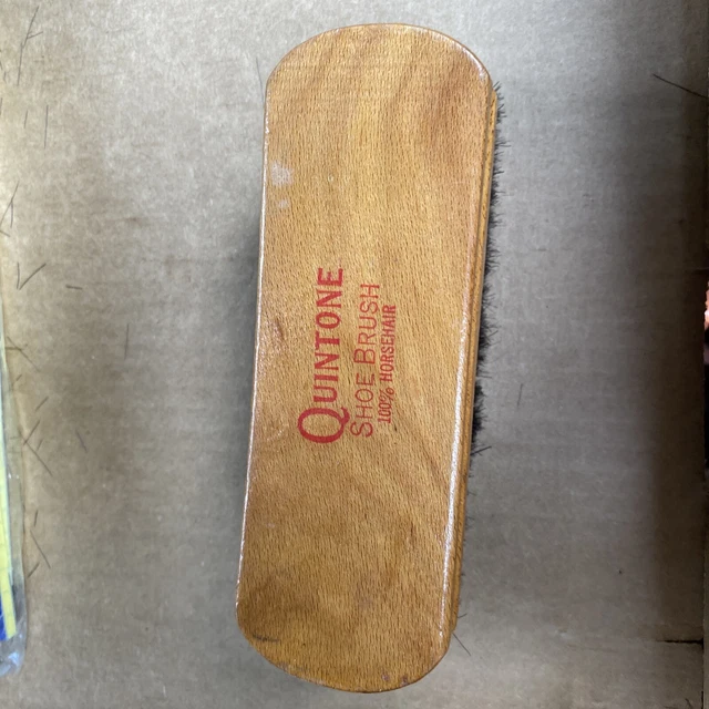 Vintage 1950's Quintone Horsehair Mixture Wood Handle Shoe Polish Brush