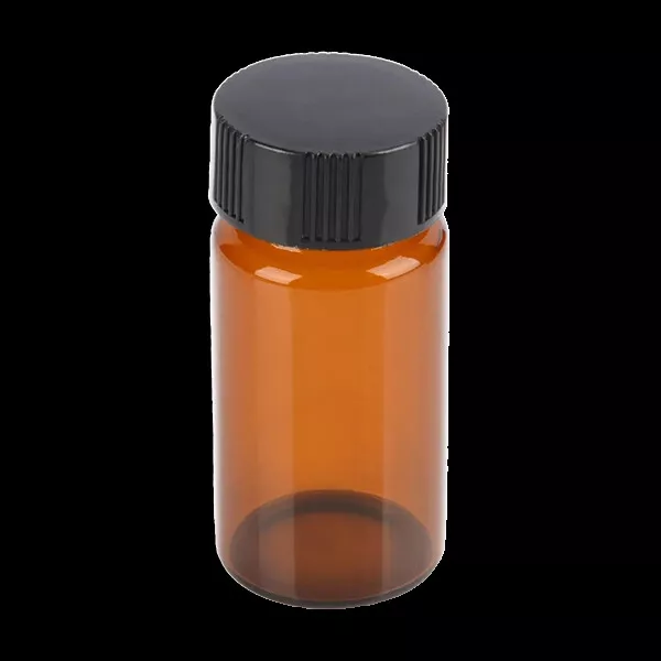 Amber Glass Vials With Attached Phenolic Cap, Rubber Liners, 20ml  *Free P&P*