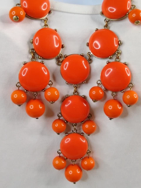 Vintage Orange Bubble Statement Necklace - 27" - Orange