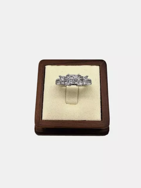 14K White Gold Princess Invisible Set Diamond 1CT Past Present Future RING Sz:7