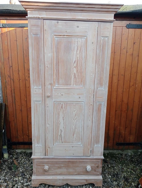 Pine Limed Single Door Wardrobe With Drawer To The Base*