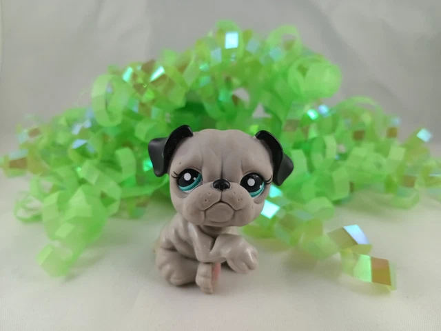 Littlest Pet Shop Blind Bag Grey And Black Accented Bulldog Dog #2446